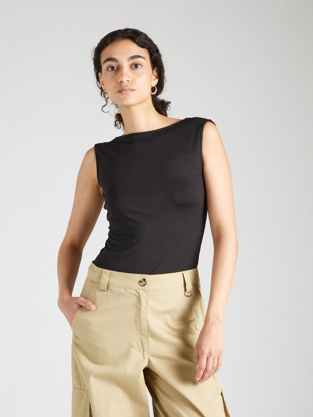 WEEKDAY Mouwloze Shirts Top Alba Dames Zwart