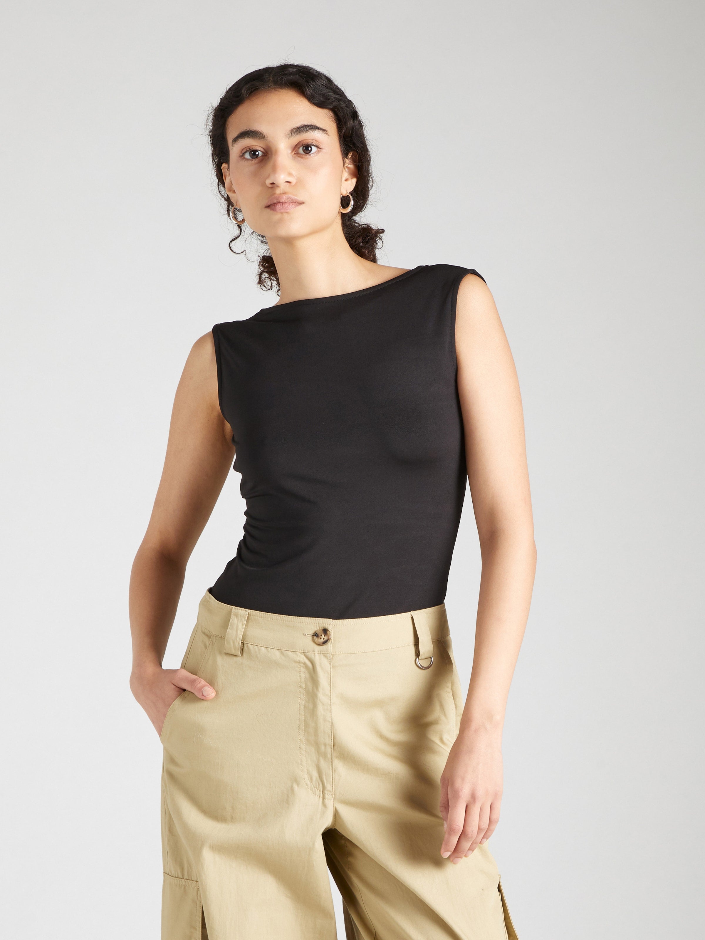 WEEKDAY Mouwloze Shirts Top Alba Dames Zwart