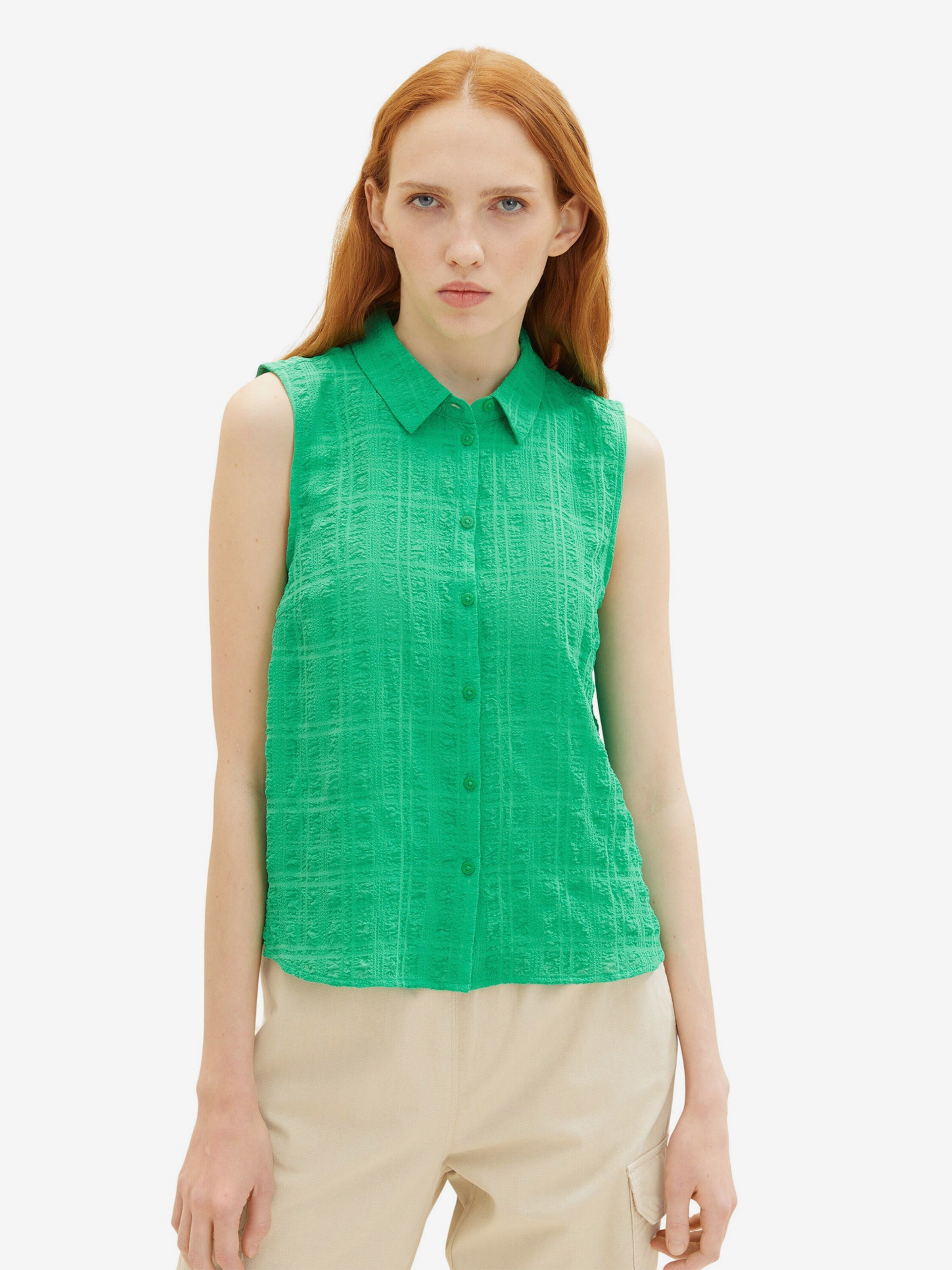 TOM TAILOR Denim Blouse Tops Blouse Dames Grasgroen