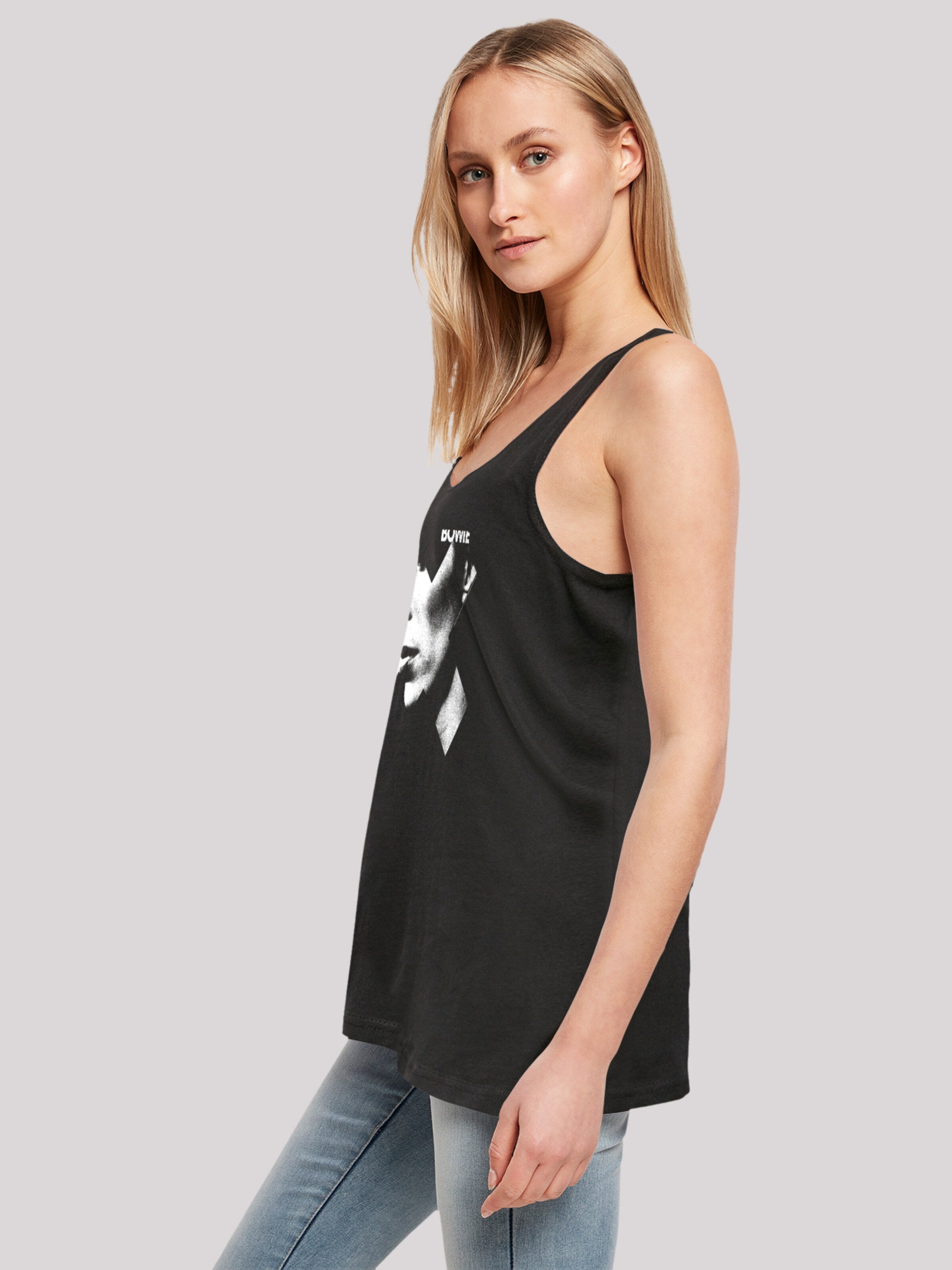 F4NT4STIC Mouwloze Shirts Top David Bowie Smoke Dames Zwart