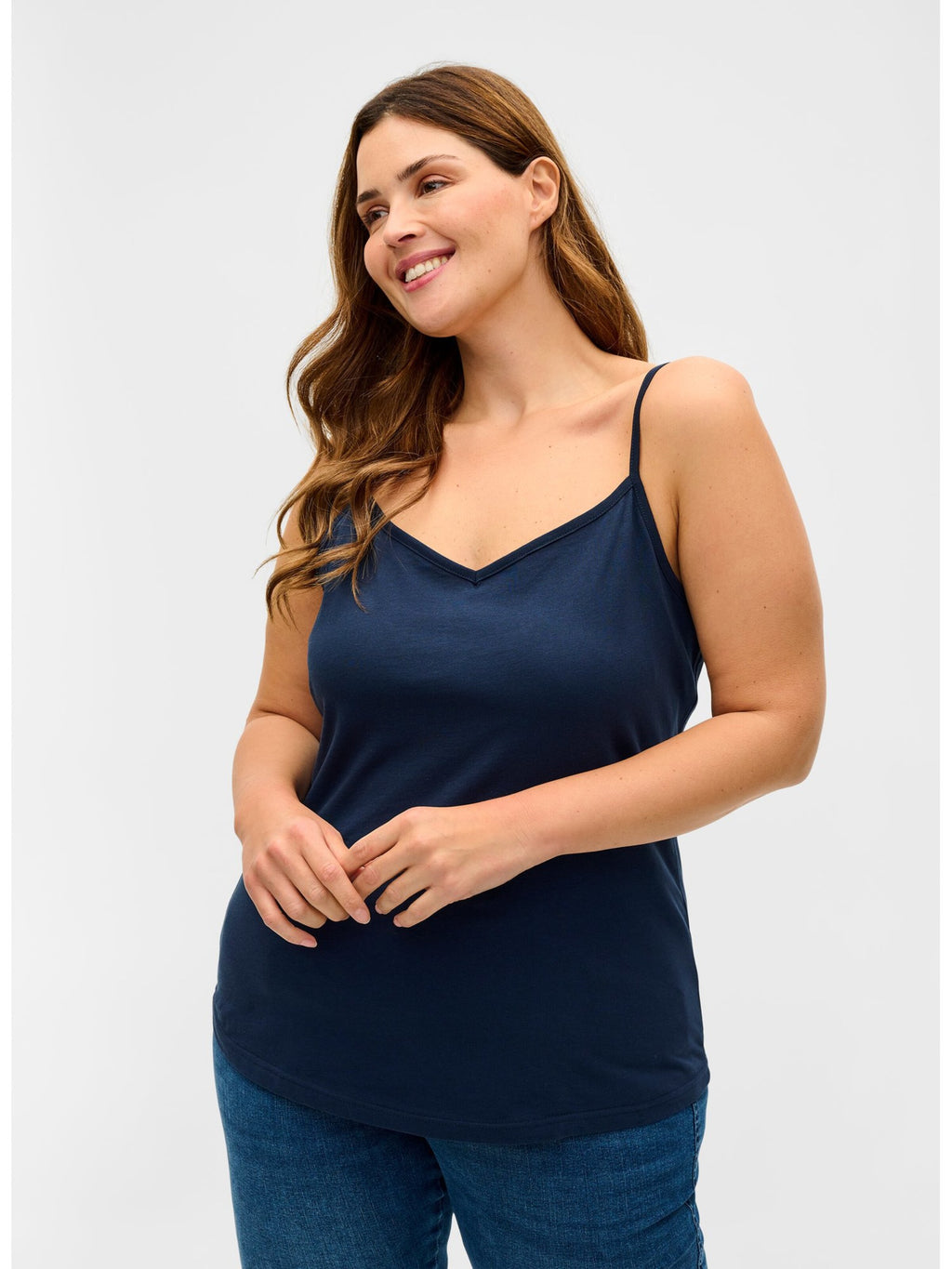Zizzi Spaghetti Tops Top Dames Navy / Pastelgroen