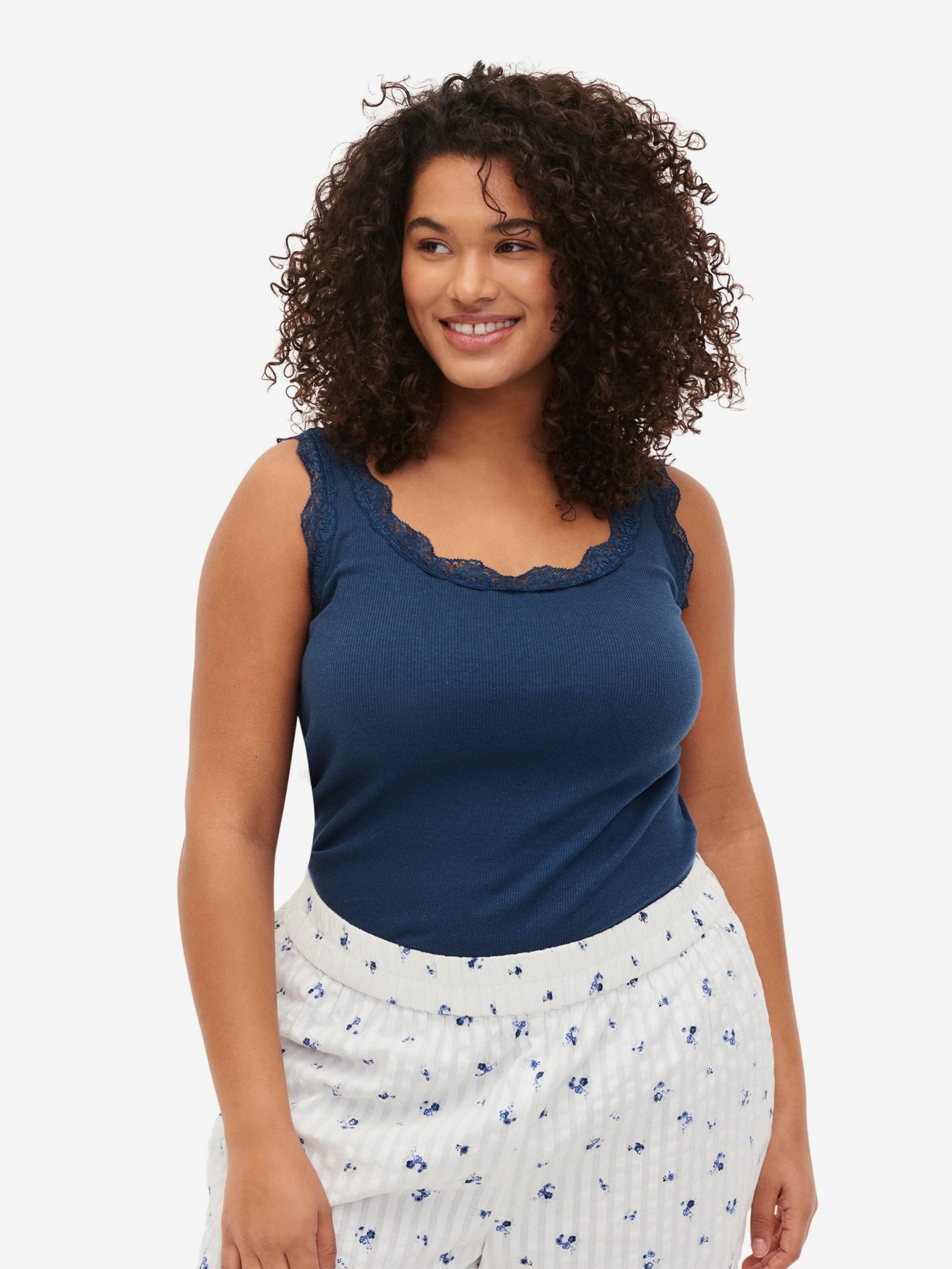 Zizzi Kanten Tops Top Liv Dames Zwart