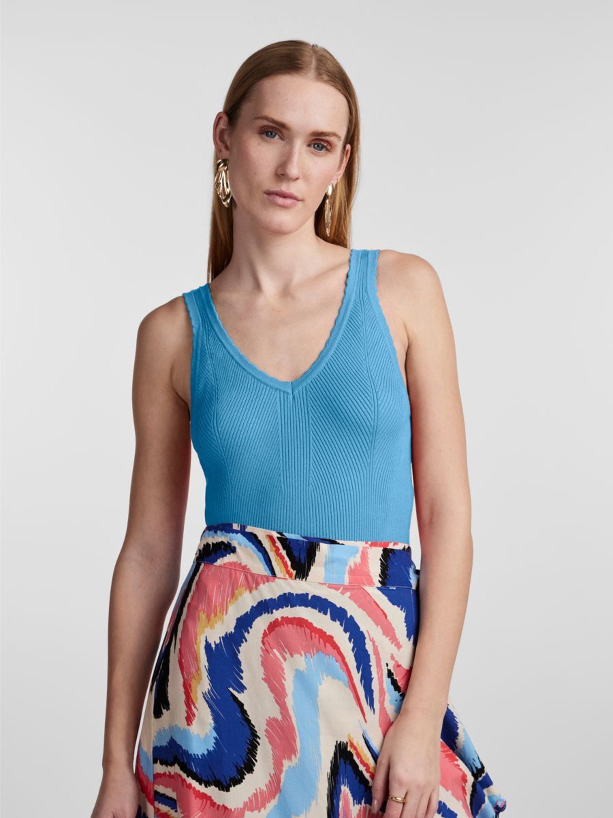 Y.A.S Mouwloze Shirts Top Balsi Dames Hemelsblauw
