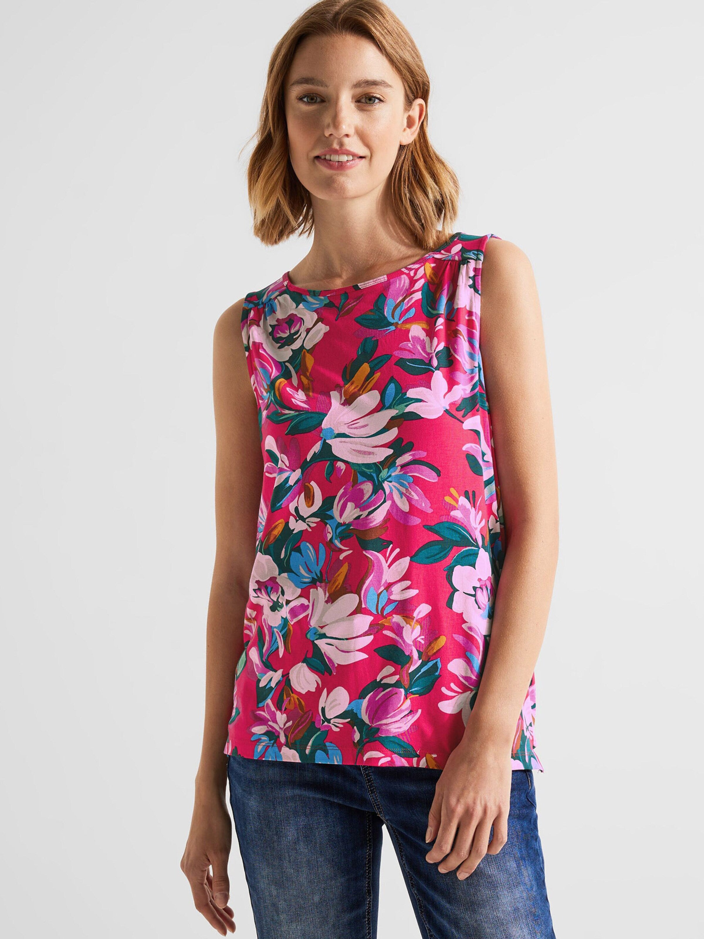 STREET ONE Mouwloze Shirts Top Dames Rosa / Donkerroze