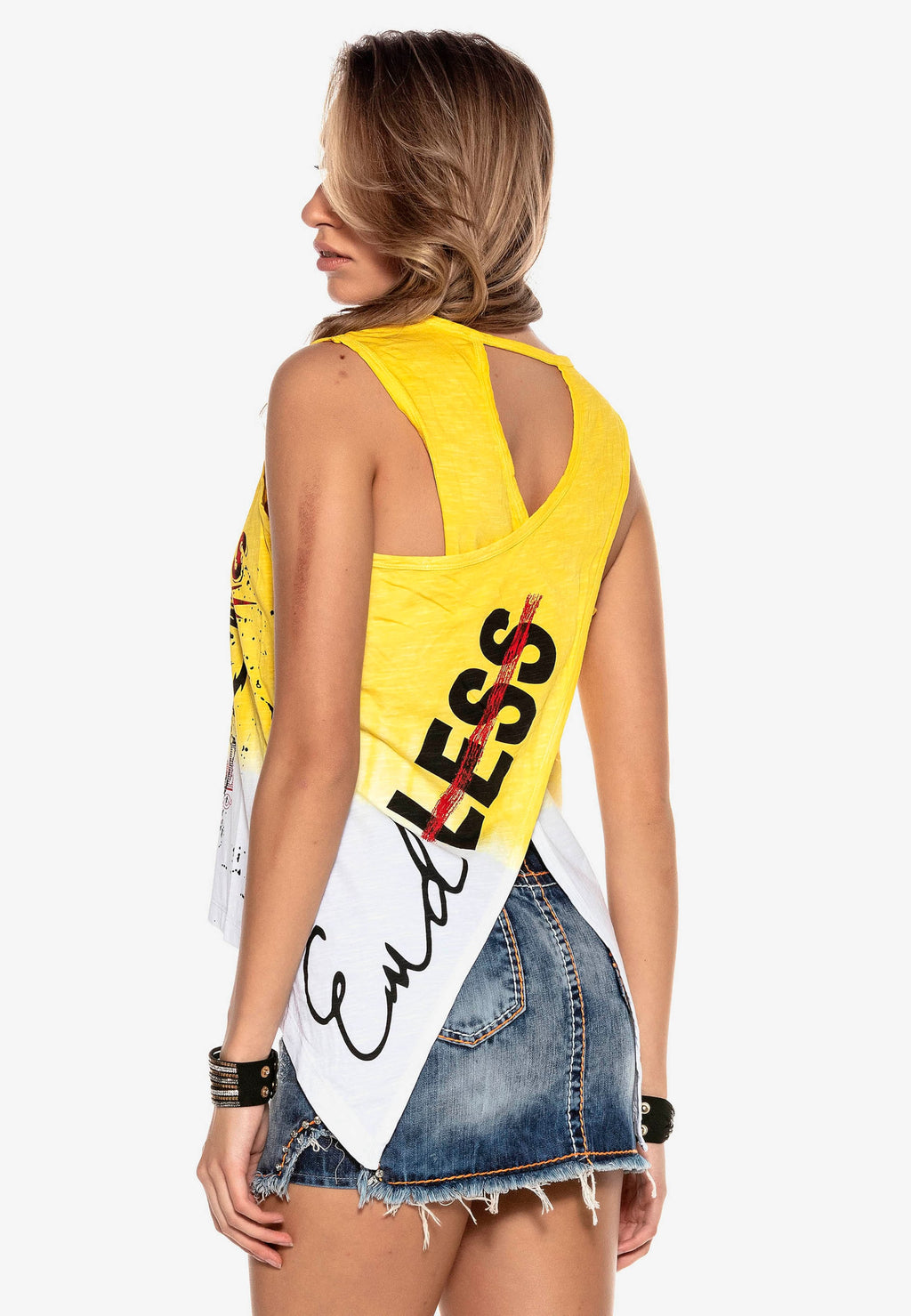 Cipo & Baxx Mouwloze Shirts Top Rebel Dames Geel