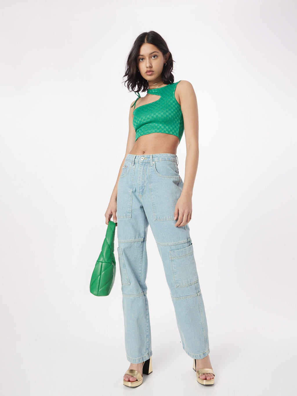 Daisy Street Crop Tops Top Dames Groen