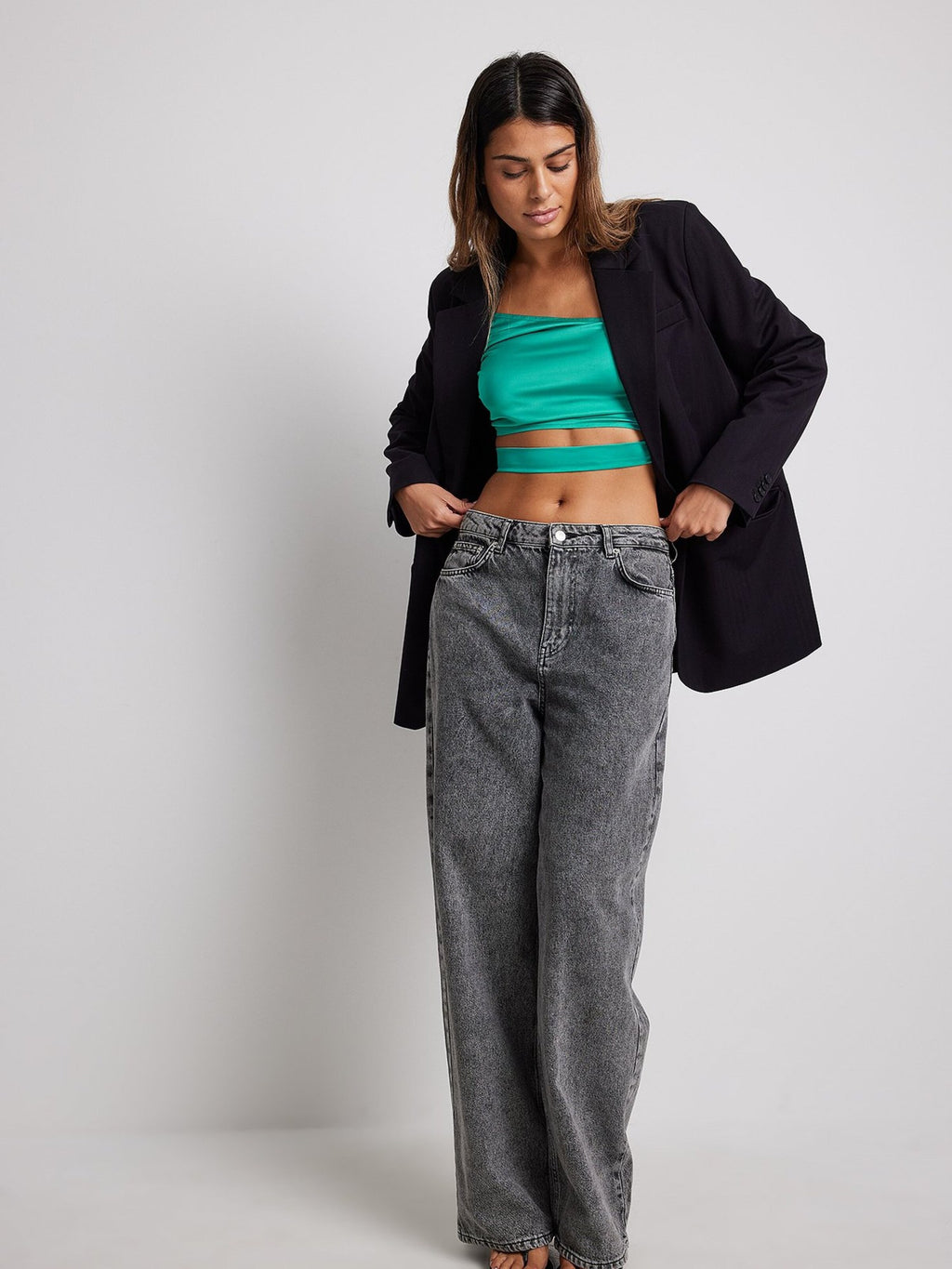 NA-KD Crop Tops Top Dames Jade Groen