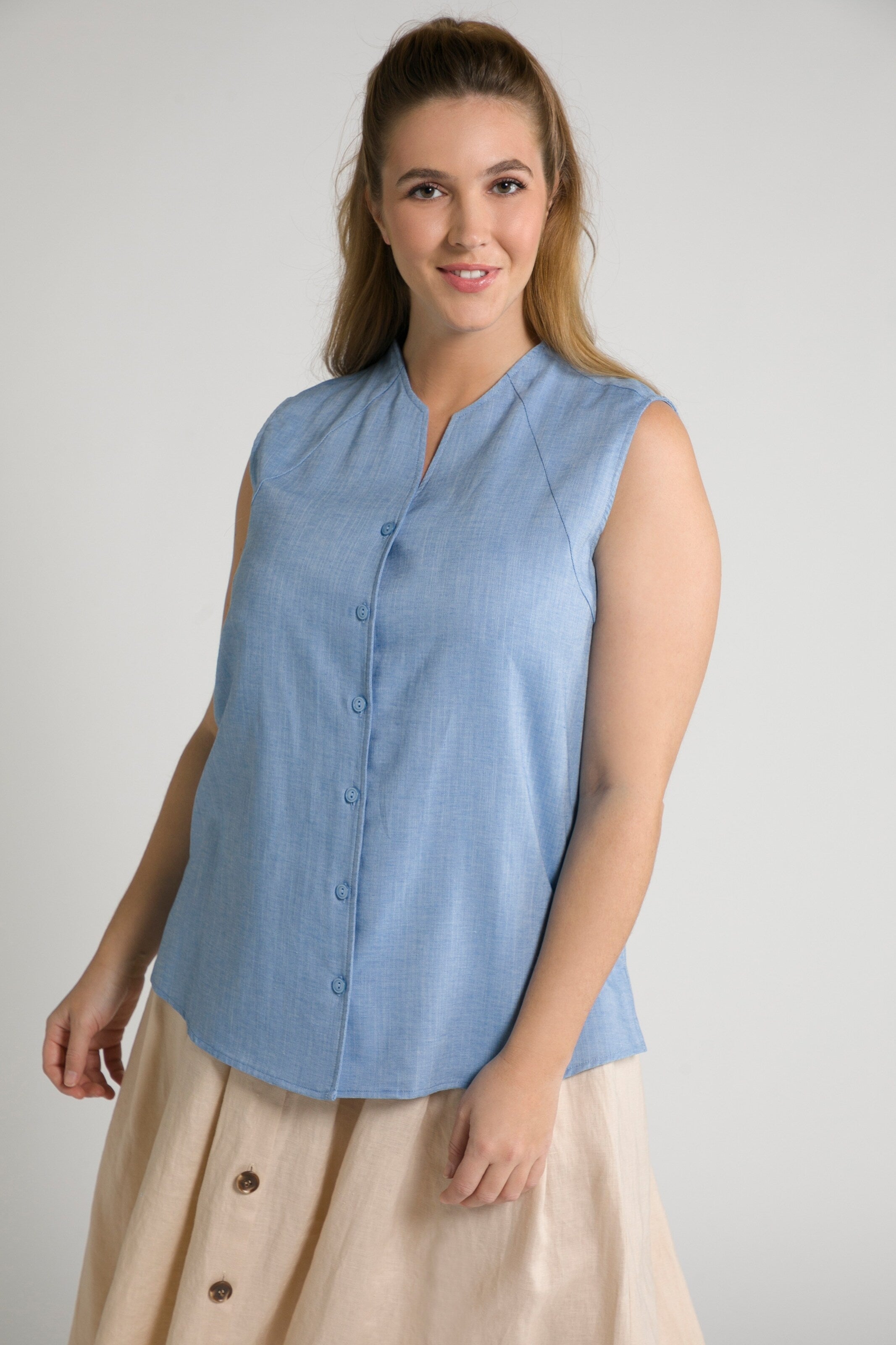 Ulla Popken Blouse Tops Blouse Dames Hemelsblauw